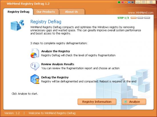 Скриншот WinMend Registry Defrag 1.3.7