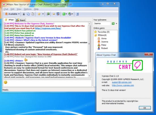 Скриншот Vypress Chat 2.1.9
