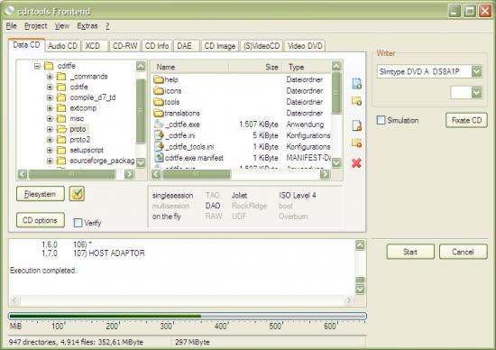 Скриншот cdrtfe Portable 1.5.8