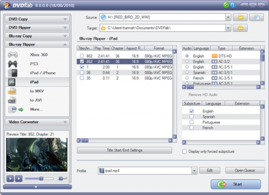 Скриншот DVDFab Blu-ray Ripper 8.2.2.9