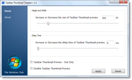  Taskbar Thumbnail Tweaker 1.1