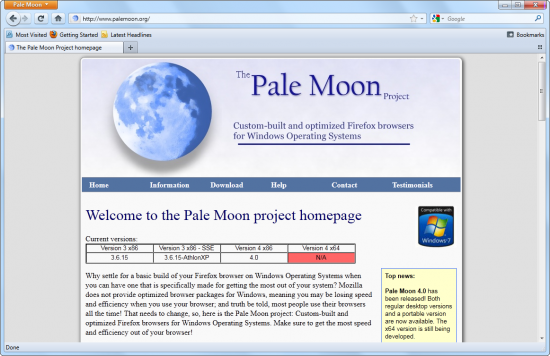 Скриншот Pale Moon 27.9.3