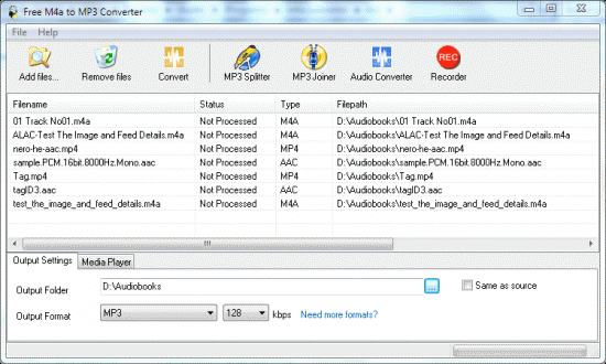 Скриншот Free M4a to MP3 Converter Pro 1.3.0.16