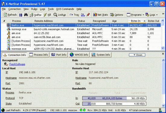 Скриншот X-NetStat Professional 5.57