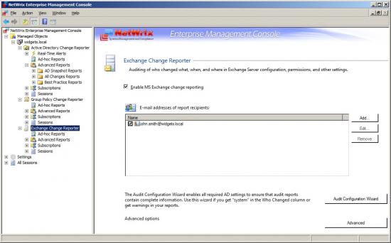 Скриншот NetWrix Exchange Change Reporter 6.0