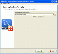 Скриншот MySQL Database Recovery Free 1.0