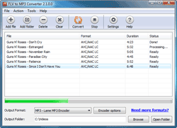 Скриншот FLV to MP3 Converter 2.1.0.0