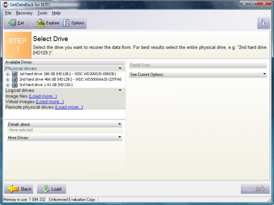 Скриншот GetDataBack for NTFS 5.50