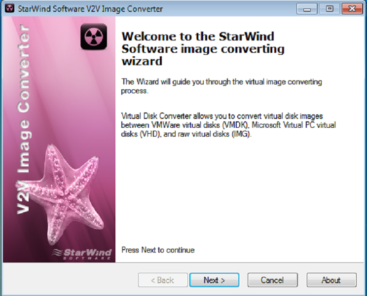 Скриншот StarWind Free V2V Converter 5.6