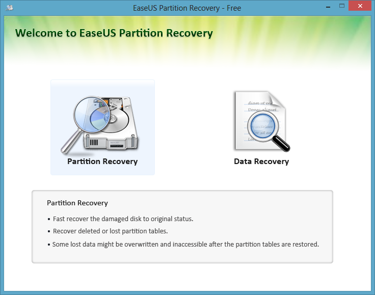 Скриншот EaseUS Partition Recovery 5.6.1