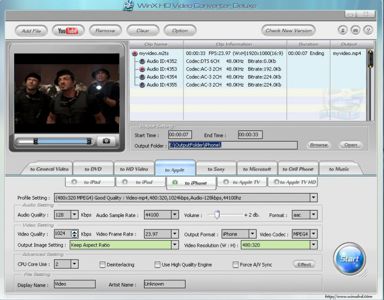 Скриншот WinX HD Video Converter Deluxe 5.12.1