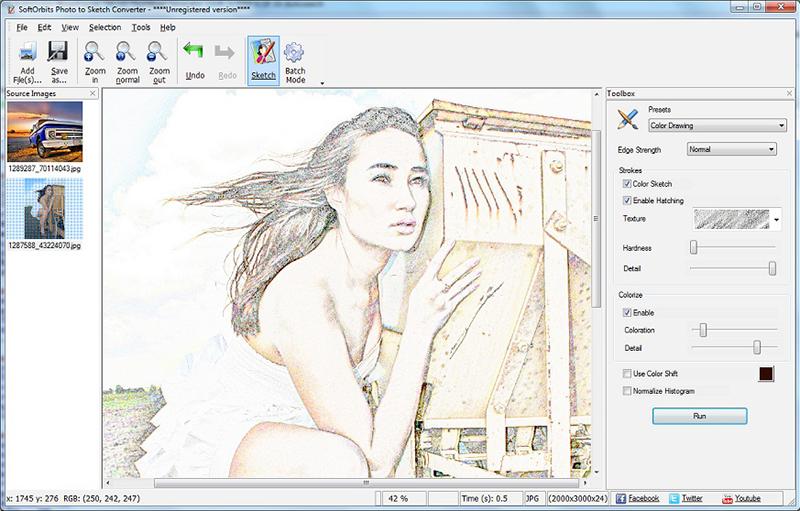 Скриншот SoftOrbits Photo to Sketch Converter 1.0