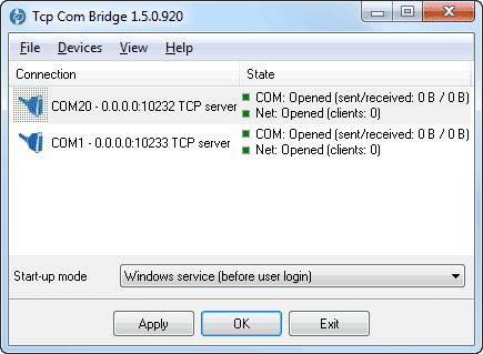 Скриншот TCP COM Bridge 1.5.0.1001