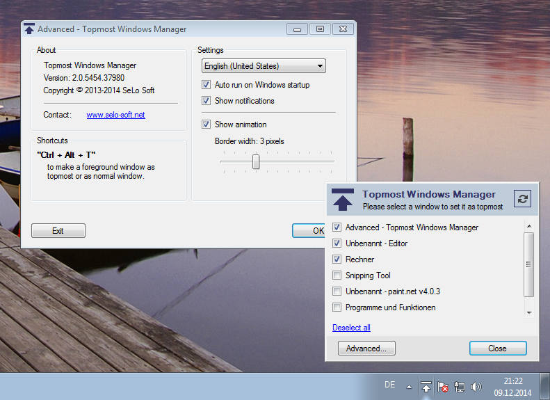 Скриншот Topmost Windows Manager 2.0