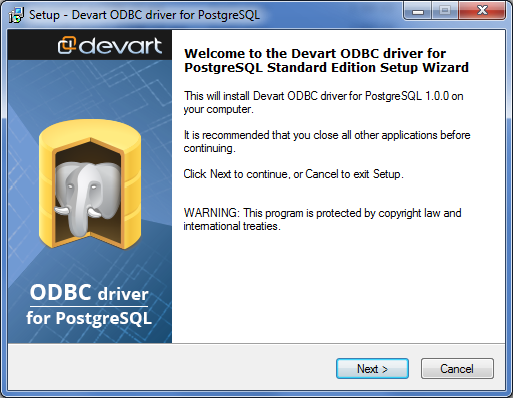 Скриншот PostgreSQL ODBC драйвер 1.1