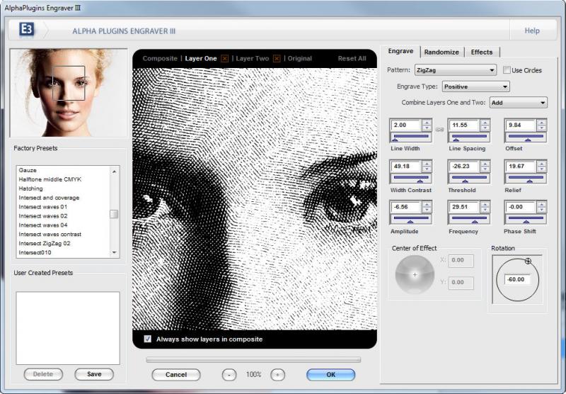 Скриншот AlphaPlugins EngraverIII plug-in for Photoshop 1.0