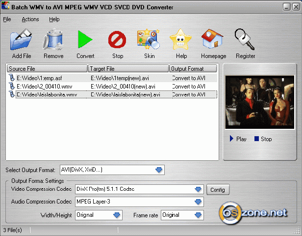 Скриншот Batch WMV to AVI MPEG WMV VCD SVCD DVD Converter 5.0.7