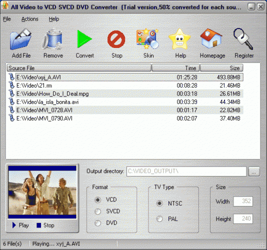 Скриншот All Video to VCD SVCD DVD Converter 5.1.7
