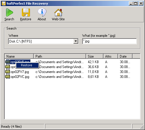  SoftPerfect File Recovery 1.2