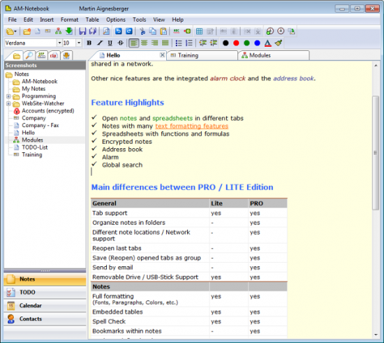 Скриншот AM-Notebook 6.3