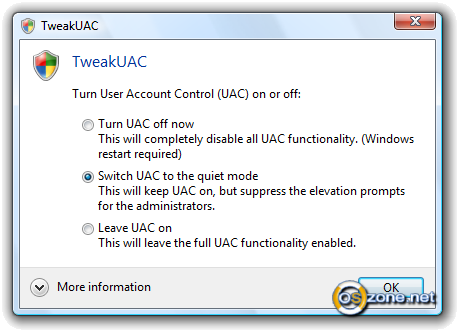 Скриншот TweakUAC 1.0