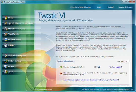 Скриншот TweakVI 1.0.1100