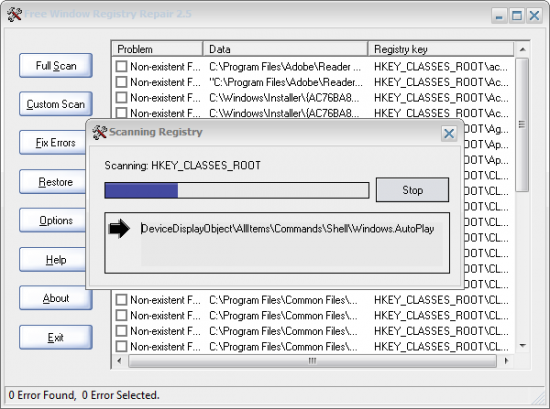 Скриншот Free Window Registry Repair 3.8