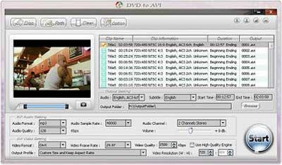 Скриншот Alldj DVD to AVI Converter 3.0