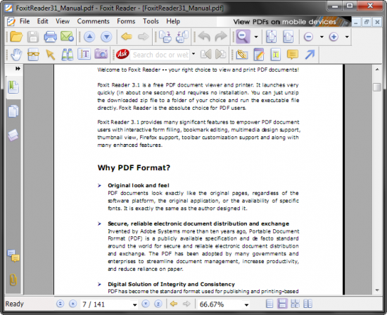 Скриншот Foxit PDF Reader 3.1.1.0901