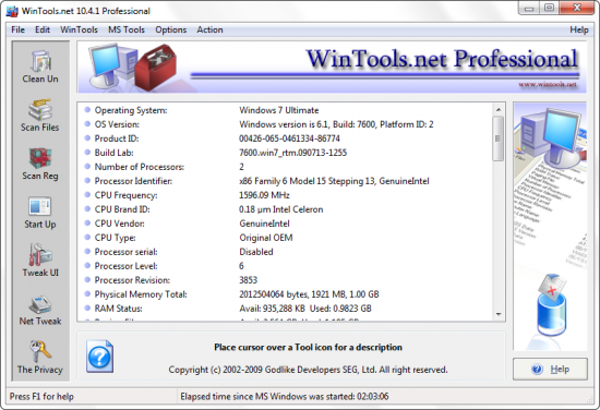 Скриншот WinTools.net Professional 18.2.1