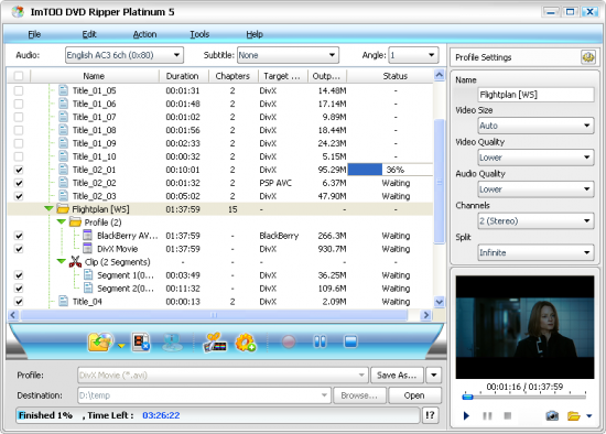 Скриншот ImTOO DVD Ripper Platinum 7.0.0.1121