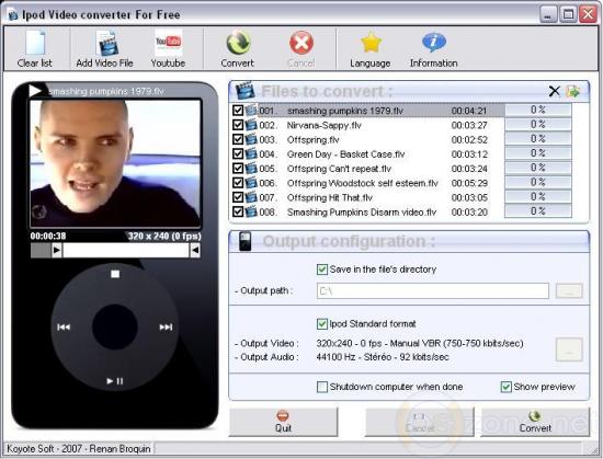 Скриншот Free iPod Video Converter 3.0