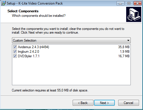 Скриншот K-Lite Video Conversion Pack 1.9.0