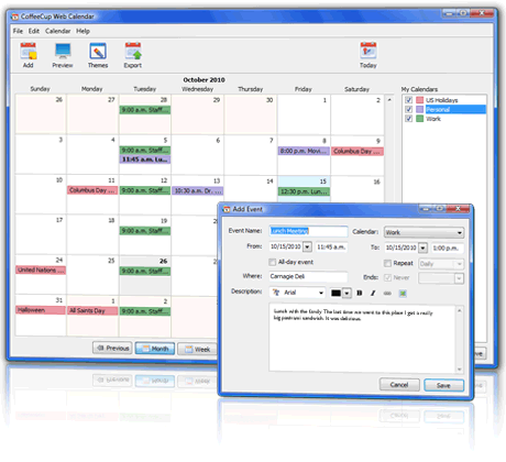  CoffeeCup Web Calendar 5.1