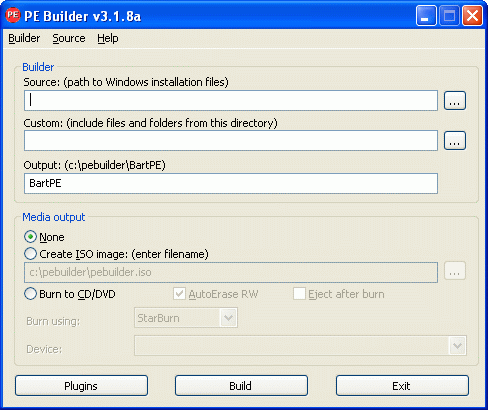 Скриншот PE Builder 3.1.10a