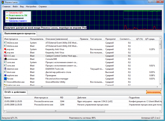 Скриншот Process Lasso 4.00.34