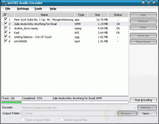 Скриншот ImTOO Audio Encoder 2.1