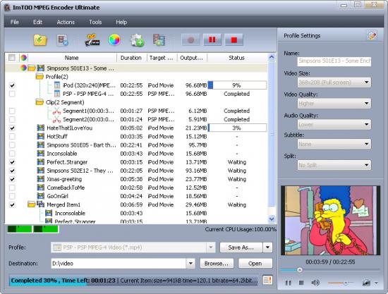 Скриншот ImTOO MPEG Encoder Standard 5.1.21.0227