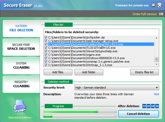 Скриншот Secure Eraser 5.001
