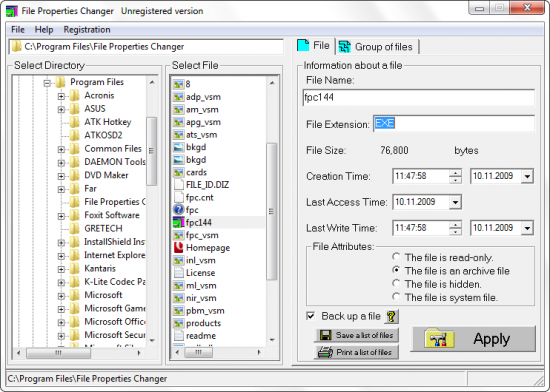  File Properties Changer 1.52