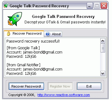  Google Talk Password Recovery 1.02.01.10