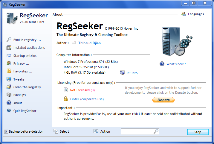 Скриншот RegSeeker 4.7
