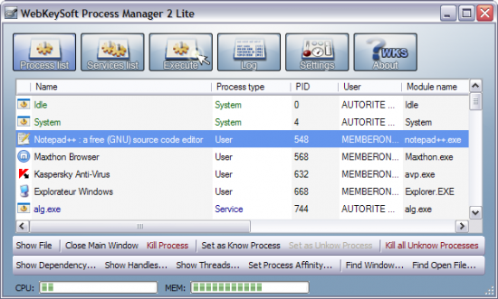 Скриншот Process Manager 2.0.50727