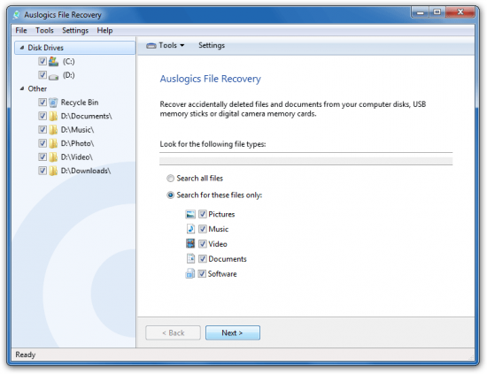 Скриншот Auslogics File Recovery 8.0.12.0