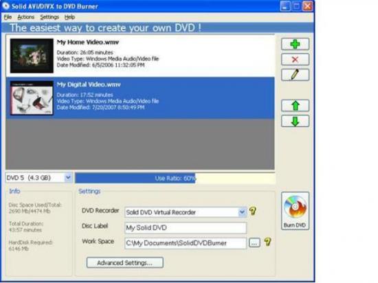 Скриншот Solid Mp4 to DVD Converter and Burner  1.2.7