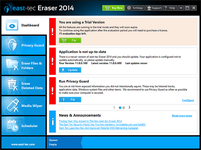 Скриншот East-Tec Eraser 13.0.0.9000