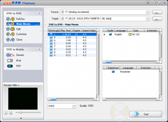 Скриншот DVDFab DVD Copy 8.2.2.9