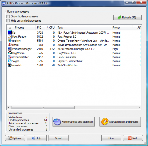 Скриншот Bill2's Process Manager 3.4.3.8 + Portable