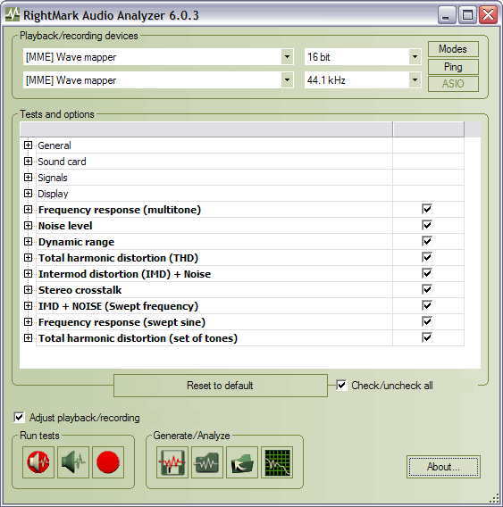 Скриншот RightMark Audio Analyzer 6.4.4