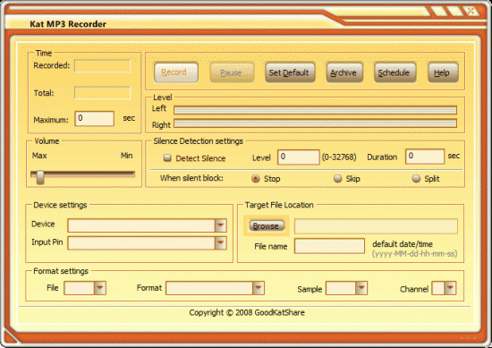 Скриншот Kat MP3 Recorder 3.4.0.0